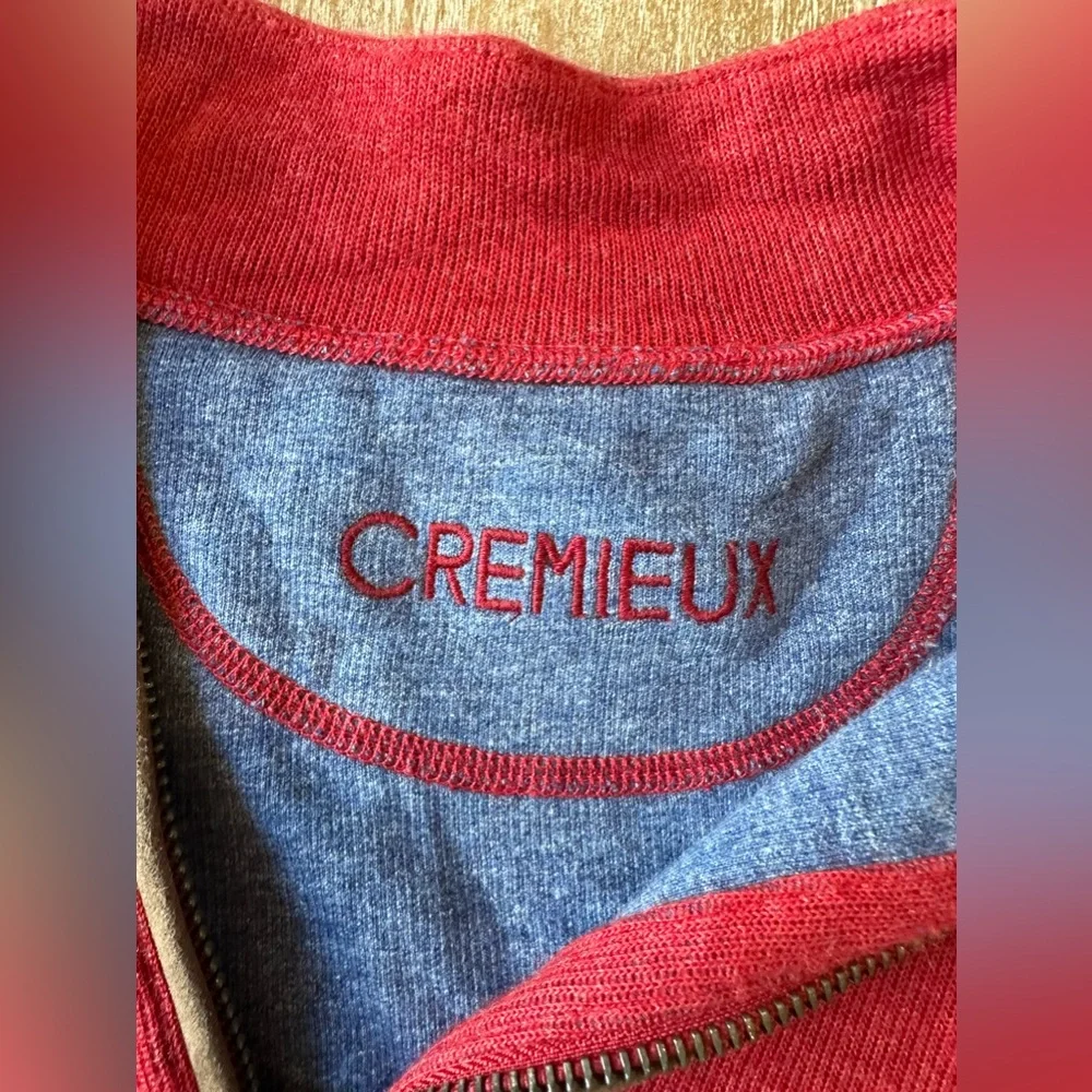 Cremieux 1/4 zip long sleeve suede patch detail sweater size Medium